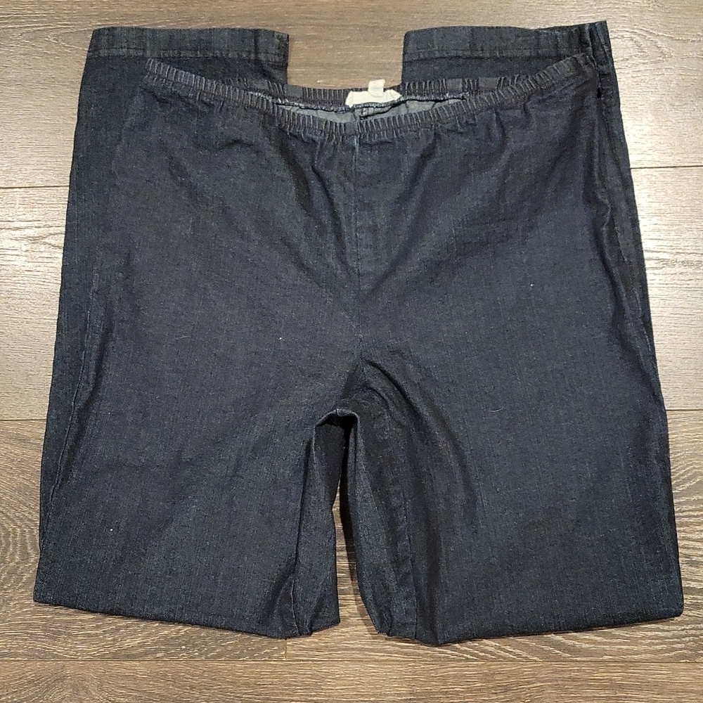 ❤ EILEEN FISHER ORGANIC COTTON ELASTIC WAIST SIDE ZIP STRAIGHT ANKLE JENS